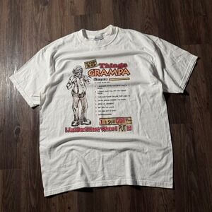 Vintage Top 10 Things Grampa Says Novelty Graphic T-Shirt Mens Large